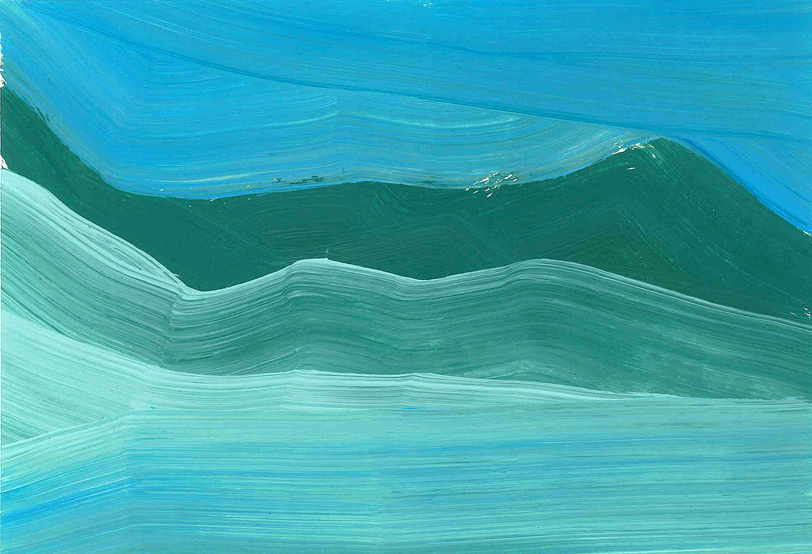 Die querformatige Papierarbeit  o.T.(5)2024  ist  eine abstrakte Landschaft von Doris Junker.