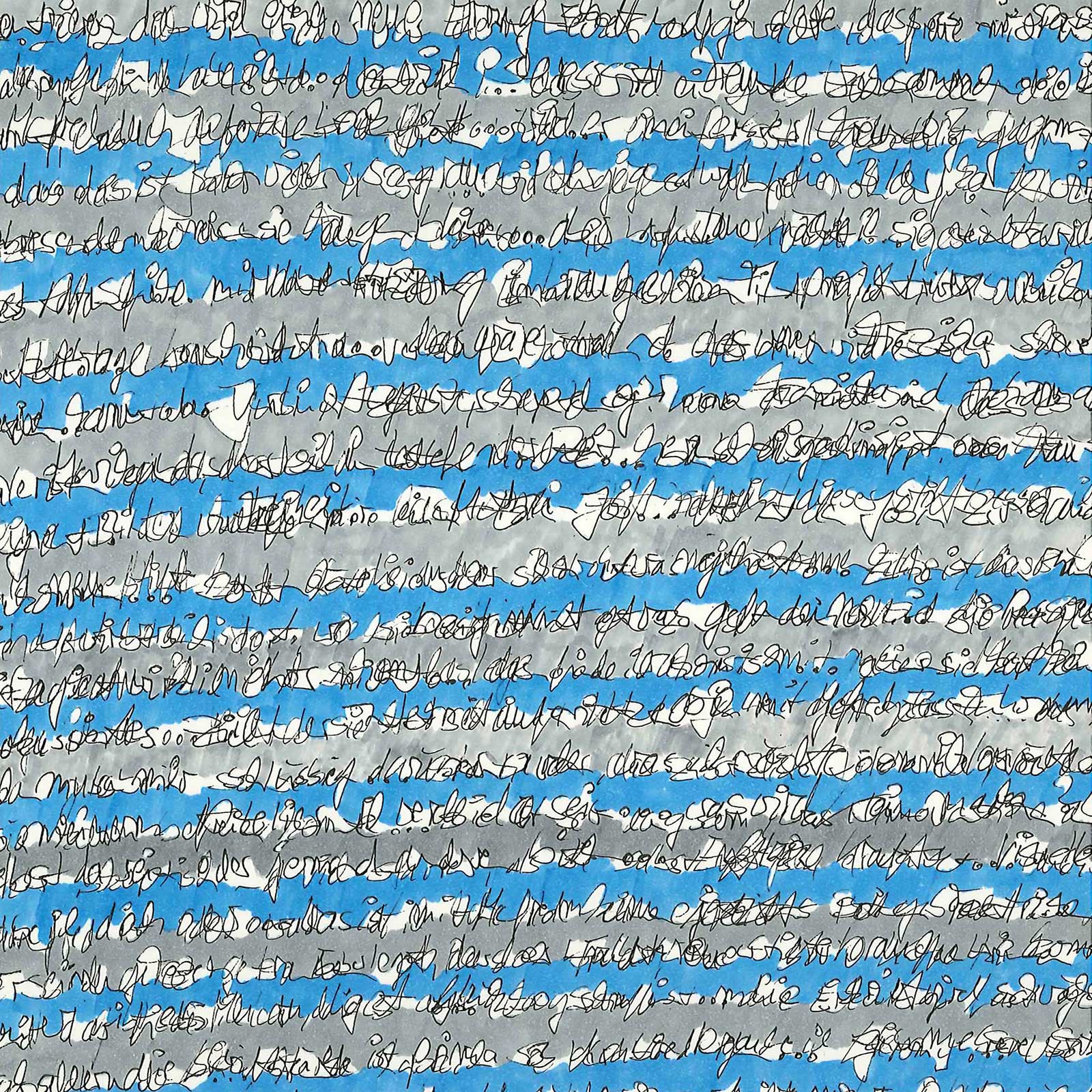 Das Kunstwerk Schriften(4)2012 ist von Doris Junker. Von hellgrau bis -blau.